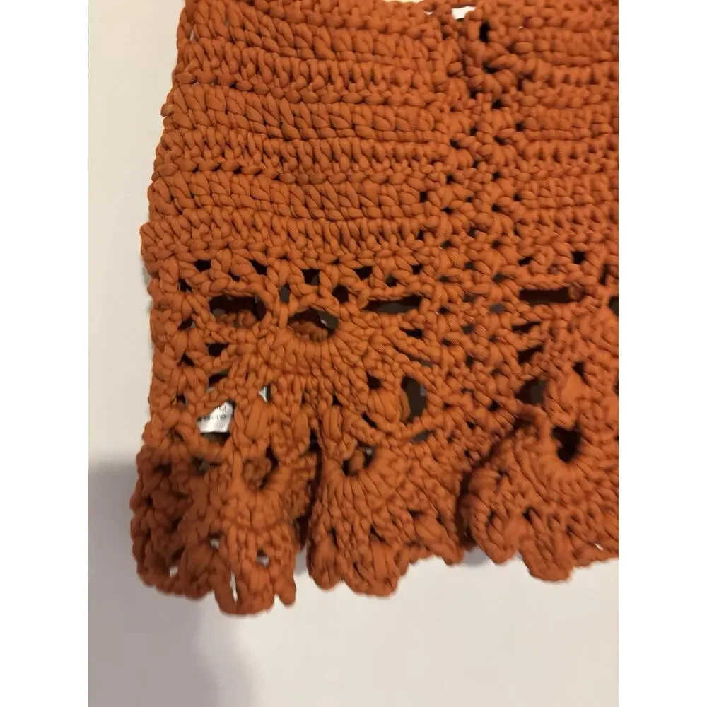 Zara Crochet Top Tank XS S Orange Chunky Open Knit New